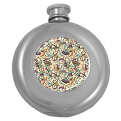 Wallpaper Floral Pattern Floral Wallpaper Background Round Hip Flask (5 oz)