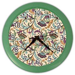 Wallpaper Floral Pattern Floral Wallpaper Background Color Wall Clock