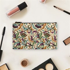 Wallpaper Floral Pattern Floral Wallpaper Background Cosmetic Bag (small) by Ravend