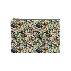 Wallpaper Floral Pattern Floral Wallpaper Background Cosmetic Bag (medium) by Ravend