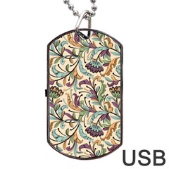 Wallpaper Floral Pattern Floral Wallpaper Background Dog Tag USB Flash (One Side)