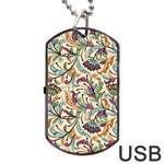 Wallpaper Floral Pattern Floral Wallpaper Background Dog Tag USB Flash (Two Sides) Front