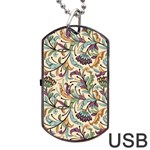 Wallpaper Floral Pattern Floral Wallpaper Background Dog Tag USB Flash (Two Sides) Back