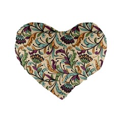 Wallpaper Floral Pattern Floral Wallpaper Background Standard 16  Premium Heart Shape Cushions