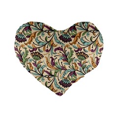 Wallpaper Floral Pattern Floral Wallpaper Background Standard 16  Premium Flano Heart Shape Cushions