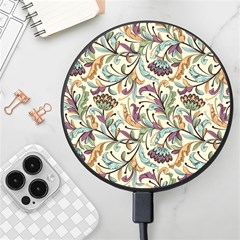 Wallpaper Floral Pattern Floral Wallpaper Background Wireless Fast Charger(black) by Ravend