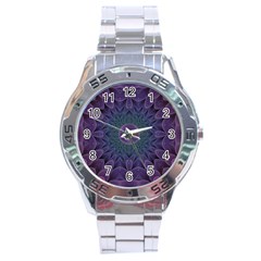 Geometric Shapes Geometric Pattern Flower Pattern Stainless Steel Analogue Watch by Ravend