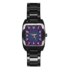 Geometric Shapes Geometric Pattern Flower Pattern Stainless Steel Barrel Watch by Ravend