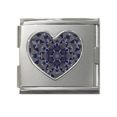 Kaleidoscope Geometric Pattern Geometric Shapes Mega Link Heart Italian Charm (18mm) by Ravend