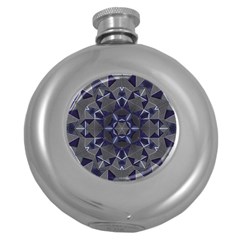 Kaleidoscope Geometric Pattern Geometric Shapes Round Hip Flask (5 Oz) by Ravend