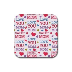 Love Mom Happy Mothers Day I Love Mom Graphic Rubber Coaster (square) by Ravend