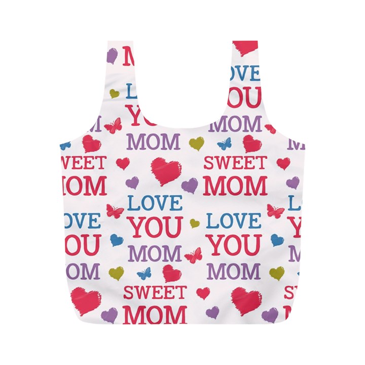 Love Mom Happy Mothers Day I Love Mom Graphic Full Print Recycle Bag (M)