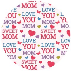 Love Mom Happy Mothers Day I Love Mom Graphic Wooden Puzzle Round by Ravend