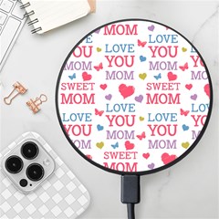 Love Mom Happy Mothers Day I Love Mom Graphic Wireless Fast Charger(black) by Ravend