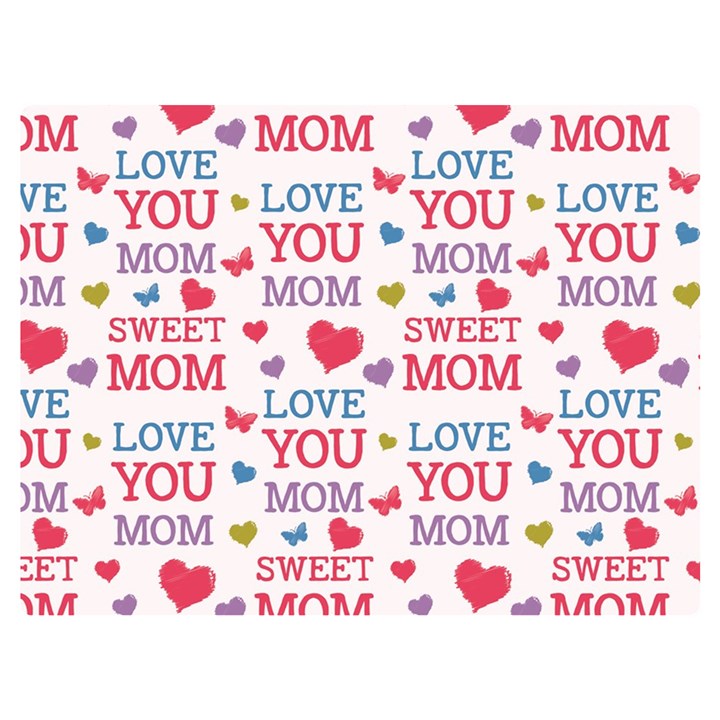 Love Mom Happy Mothers Day I Love Mom Graphic One Side Premium Plush Fleece Blanket (Extra Small)