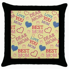 Love Mom Happy Mothers Day I Love Mom Graphic Pattern Throw Pillow Case (black) by Ravend