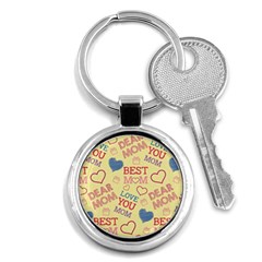 Love Mom Happy Mothers Day I Love Mom Graphic Pattern Key Chain (round) by Ravend