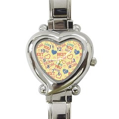 Love Mom Happy Mothers Day I Love Mom Graphic Pattern Heart Italian Charm Watch by Ravend