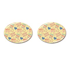 Love Mom Happy Mothers Day I Love Mom Graphic Pattern Cufflinks (oval)