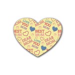 Love Mom Happy Mothers Day I Love Mom Graphic Pattern Rubber Coaster (Heart) Front