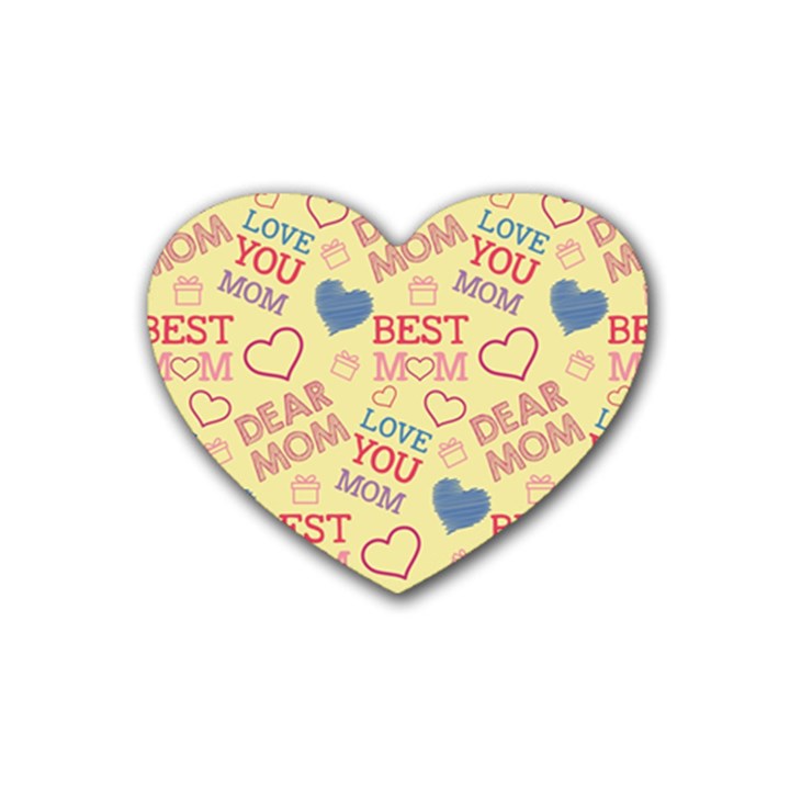 Love Mom Happy Mothers Day I Love Mom Graphic Pattern Rubber Coaster (Heart)