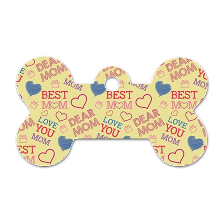 Love Mom Happy Mothers Day I Love Mom Graphic Pattern Dog Tag Bone (One Side)