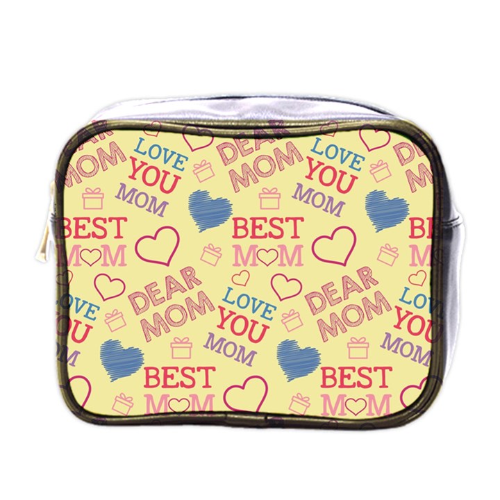 Love Mom Happy Mothers Day I Love Mom Graphic Pattern Mini Toiletries Bag (One Side)