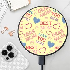 Love Mom Happy Mothers Day I Love Mom Graphic Pattern Wireless Fast Charger(black)