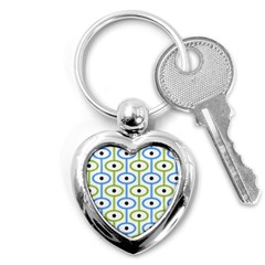 Geometric Pattern Eye Pattern Eyes Eye Print Key Chain (heart) by Ravend