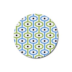 Geometric Pattern Eye Pattern Eyes Eye Print Rubber Round Coaster (4 Pack) by Ravend