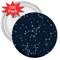 Constellation Stars Art Pattern Design Wallpaper 3  Buttons (100 Pack)  by Ravend