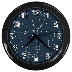 Constellation Stars Art Pattern Design Wallpaper Wall Clock (black) by Ravend