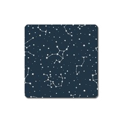 Constellation Stars Art Pattern Design Wallpaper Square Magnet by Ravend