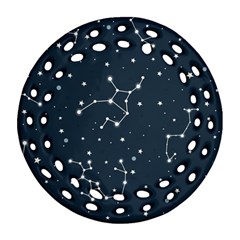 Constellation Stars Art Pattern Design Wallpaper Round Filigree Ornament (two Sides) by Ravend