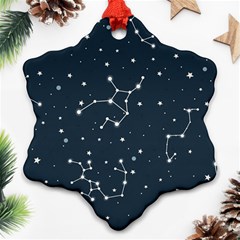 Constellation Stars Art Pattern Design Wallpaper Snowflake Ornament (two Sides) by Ravend