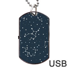 Constellation Stars Art Pattern Design Wallpaper Dog Tag Usb Flash (one Side) by Ravend