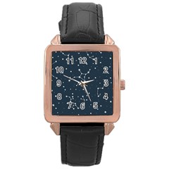 Constellation Stars Art Pattern Design Wallpaper Rose Gold Leather Watch  by Ravend