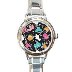 Art Patterns Design Wallpaper Background Print Round Italian Charm Watch by Ravend