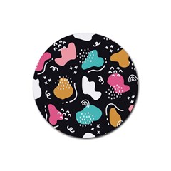 Art Patterns Design Wallpaper Background Print Rubber Round Coaster (4 Pack) by Ravend