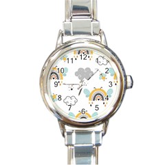 Art Pattern Design Wallpaper Background Print Round Italian Charm Watch by Ravend