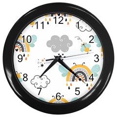 Art Pattern Design Wallpaper Background Print Wall Clock (black) by Ravend