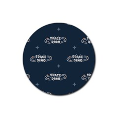 Space Dino Art Pattern Design Wallpaper Background Rubber Round Coaster (4 Pack) by Ravend