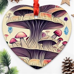 Magicians  Choice Mushroom Spellcharms Heart Ornament (two Sides) by GardenOfOphir