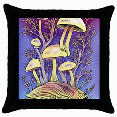 Glamour And Enchantment In Every Color Of The Mushroom Rainbow Throw Pillow Case (black) by GardenOfOphir