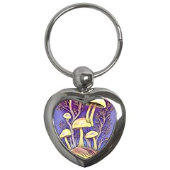 Glamour And Enchantment In Every Color Of The Mushroom Rainbow Key Chain (heart) by GardenOfOphir