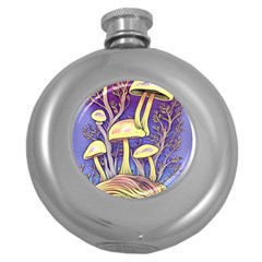 Glamour And Enchantment In Every Color Of The Mushroom Rainbow Round Hip Flask (5 Oz) by GardenOfOphir