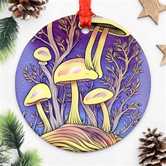 Glamour And Enchantment In Every Color Of The Mushroom Rainbow Round Ornament (two Sides) by GardenOfOphir