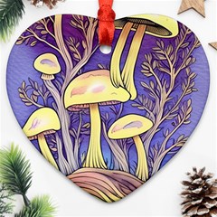 Glamour And Enchantment In Every Color Of The Mushroom Rainbow Heart Ornament (two Sides) by GardenOfOphir