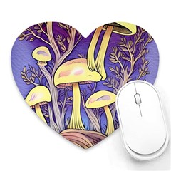 Glamour And Enchantment In Every Color Of The Mushroom Rainbow Heart Mousepad by GardenOfOphir