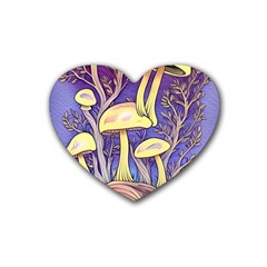 Glamour And Enchantment In Every Color Of The Mushroom Rainbow Rubber Coaster (heart)